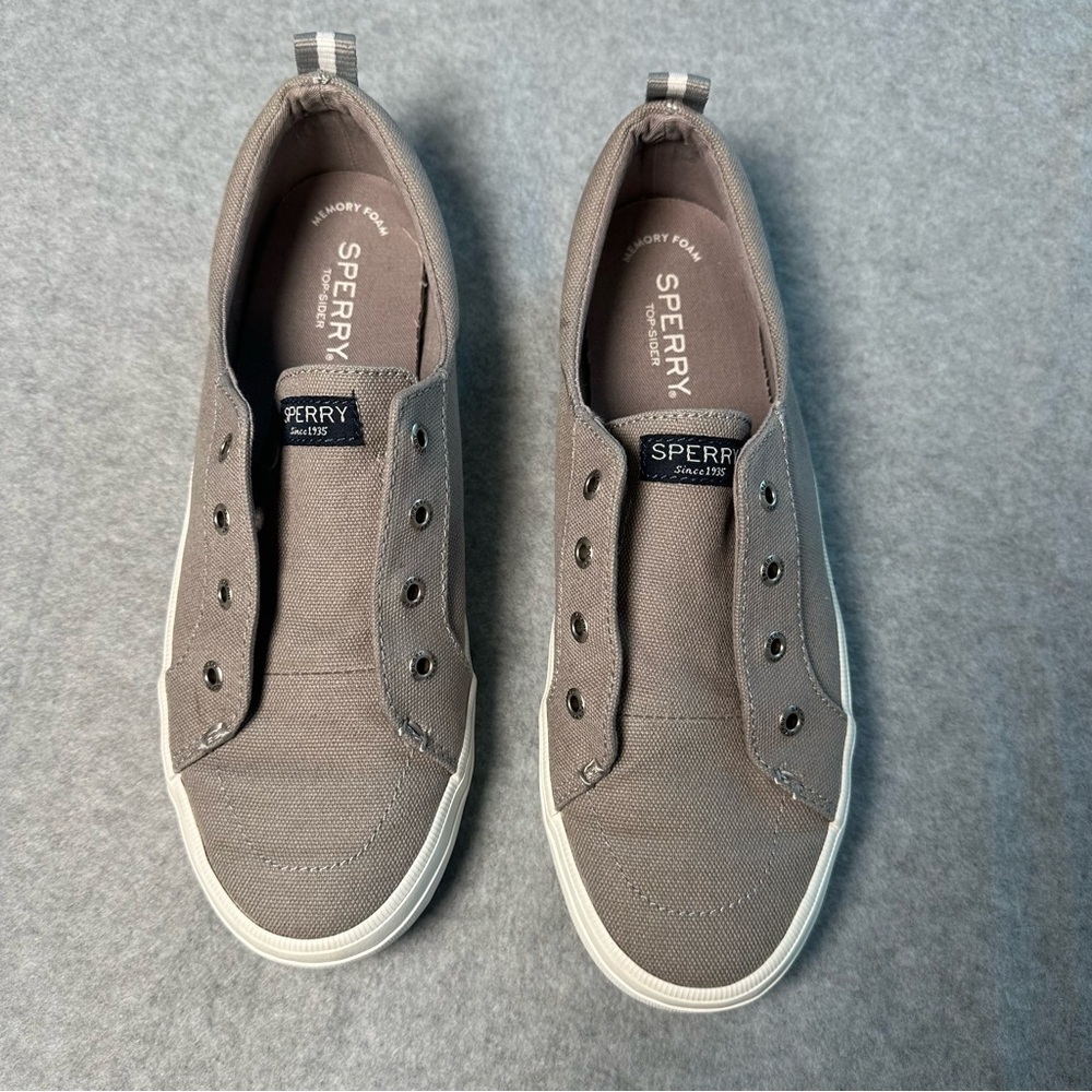 Sperry Crest Vibe Linen Grey Slip On Sneakers Womens 8.5 STS99042 - Picture 2 of 6
